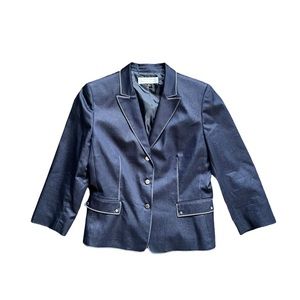 Tahari Glossy Satin Nice Button Down Career Mid Length Blazer Jacket Like New 12